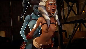 Ahsoka Tano gets creampied by Futa Aayla Secura - Star Wars Inspired 3D Porn